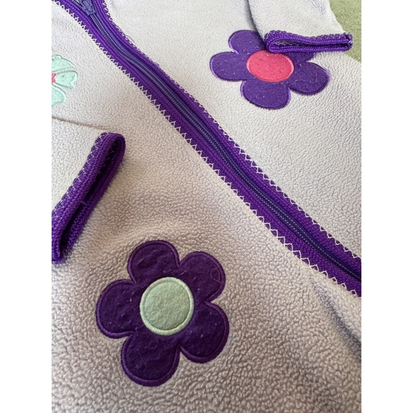 Hanna Andersson Floral Lavender Zip Up Hooded Sleeper Playsuit Sz 30 / 12-18 Mos - Picture 4 of 4